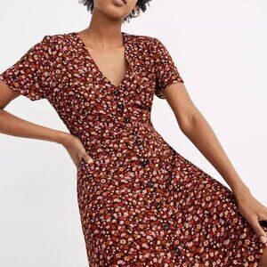 Madewell V-Neck Button-Front Mini Dress in Spring Prairie Size 4
